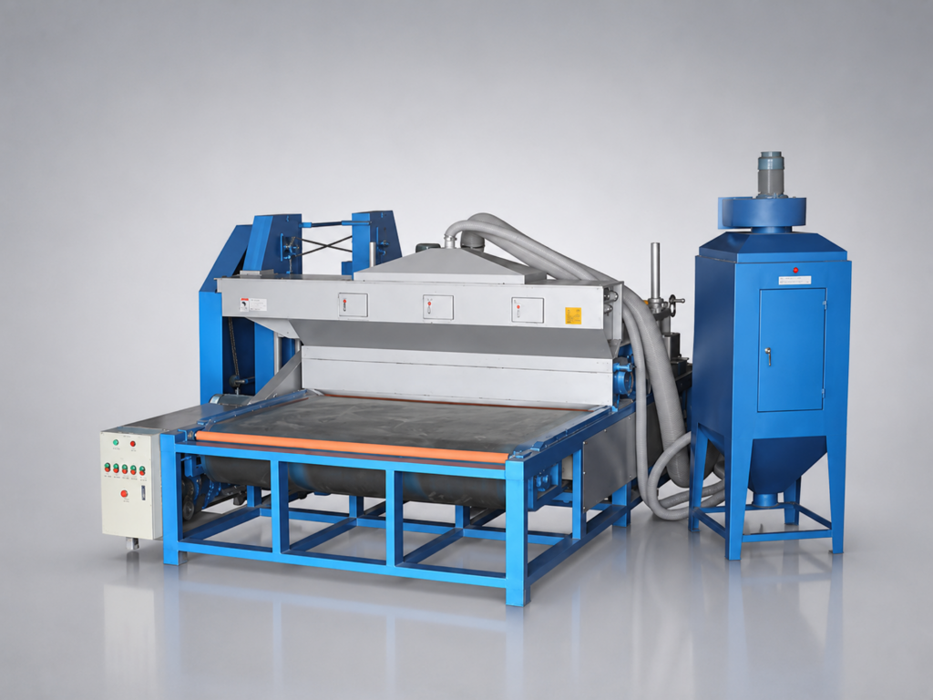 Horizontal conveyor glass sandblasting machine for flat glass frosting