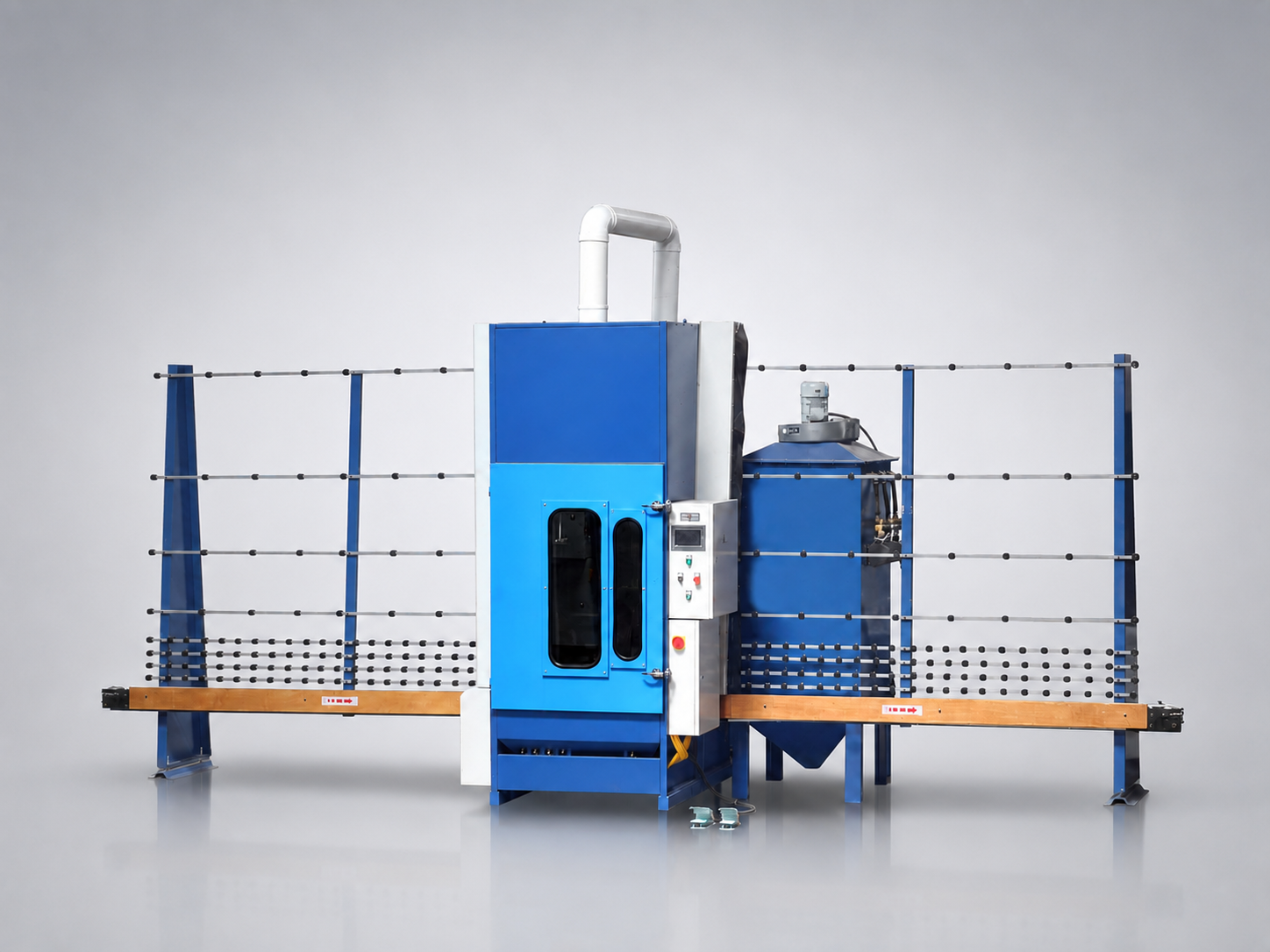 Automatic glass sandblasting machine, vertical spray-gun type